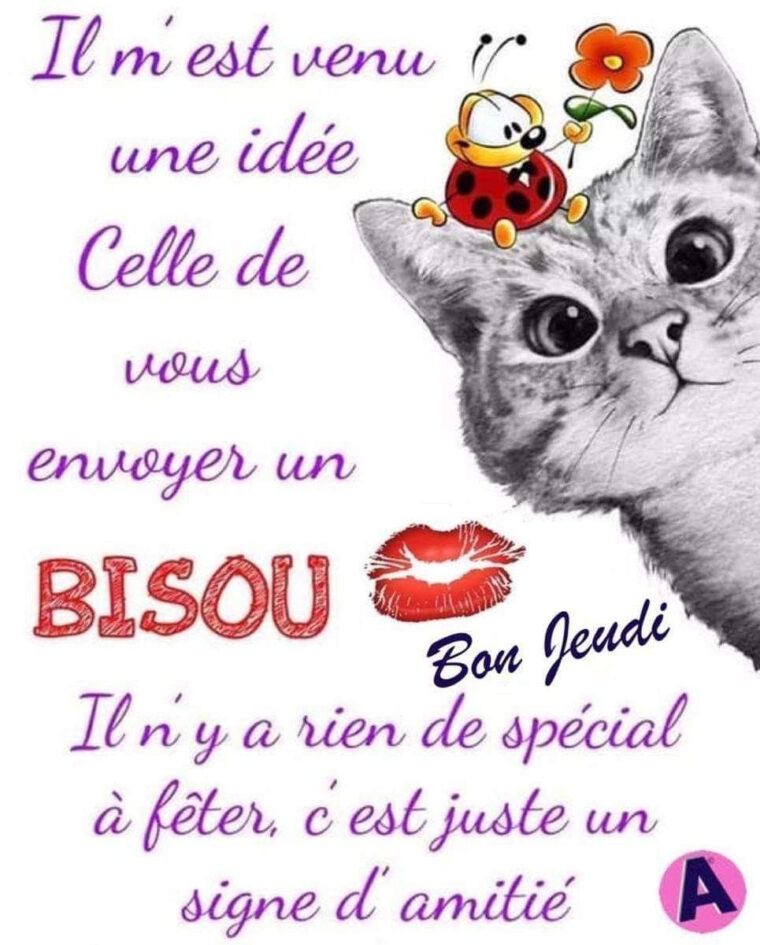 Épinglé Par Edwige Crucq Sur Bon Jeudi  Cartes De Bonjour, Image De intérieur Image Bonjour Bisous