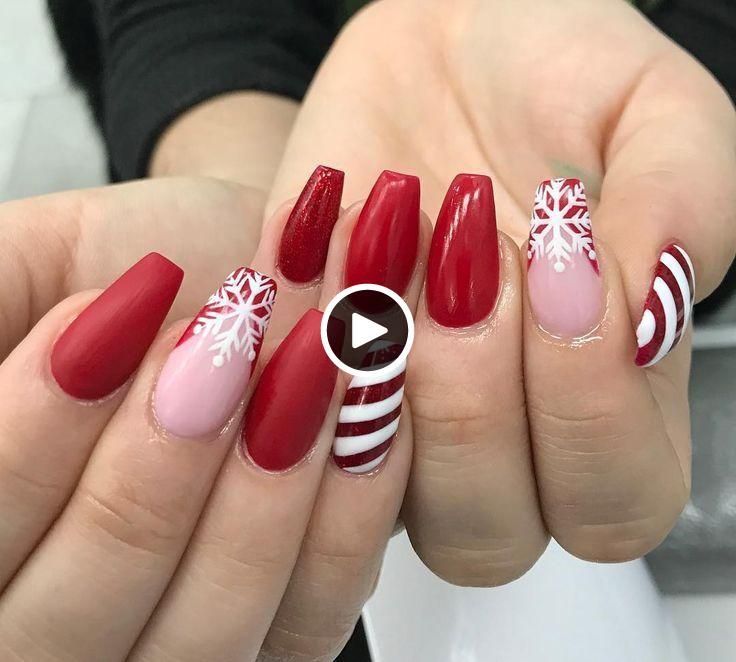 Incroyables Ongles Rouges De Noël Avec Des Flocons De Neige Et Des avec Ongles De Noël Chic intéressant 