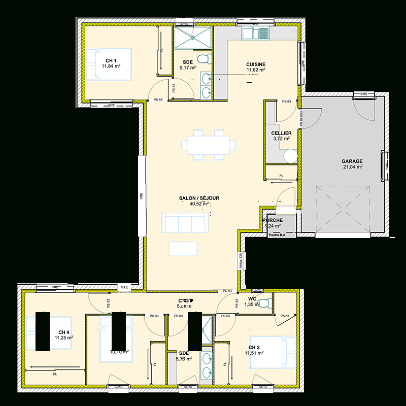Maison 4 Chambres - Mc² - Maisons Médéric encequiconcerne Plan Maison 4 Chambres Avec Suite Parentale intéressant 