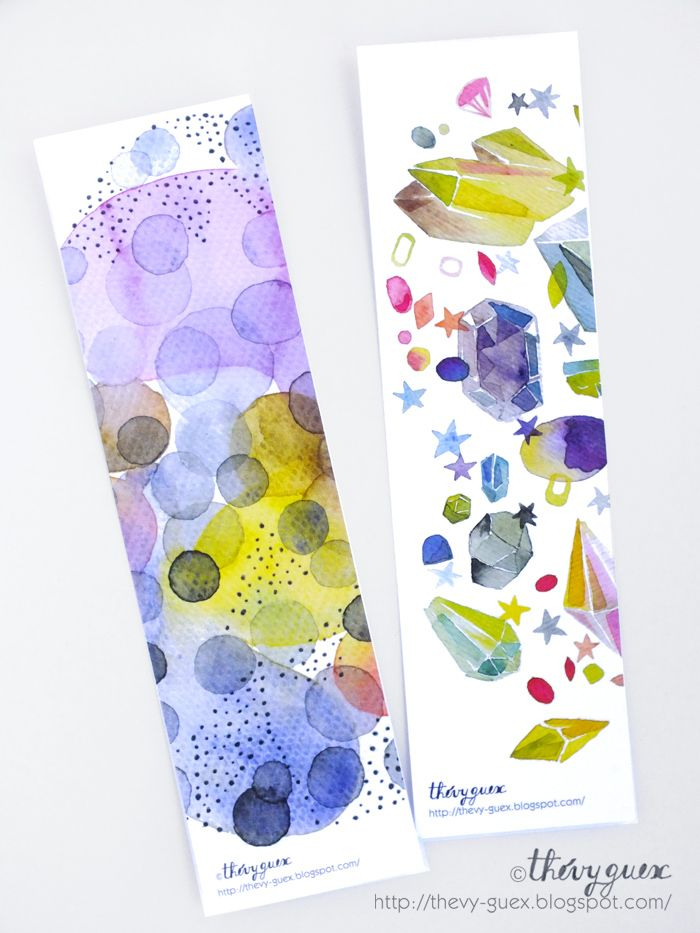 Marque-Pages Aquarelle *** Watercolored Bookmarks  Abstrait, Aquarelle pour Marque Page Aquarelle