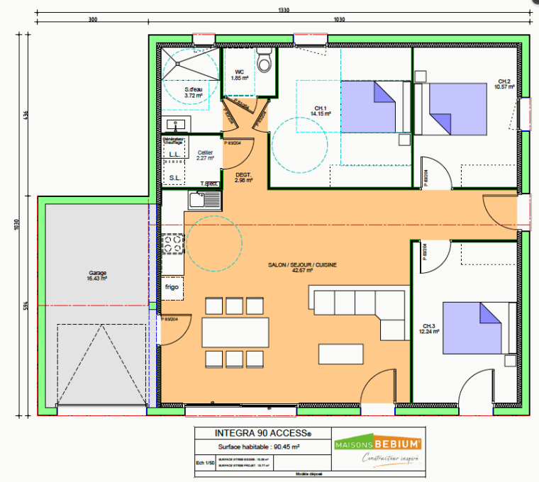 Meilleur Plan Maison Plain Pied 3 Chambres En L Pics – Alcon2020 à Plan Maison 3 Chambres