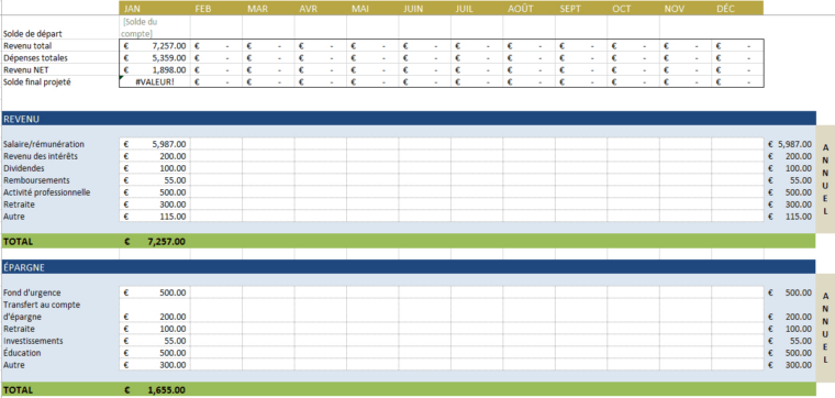 Modèles Divers De Budget Gratuit Dans Excel dedans Gratuit Fiche Budget Mensuel À Imprimer