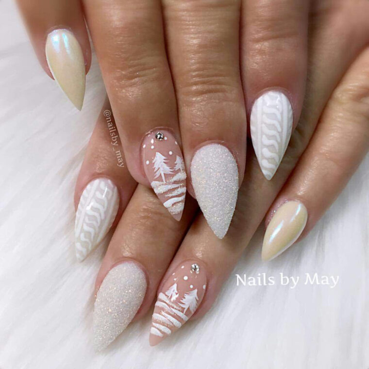 Ongles En Gel Blanc Idee #Manucure Hiver #Tendance Stiletto  Ongles En dedans Tendance Ongle Blanc