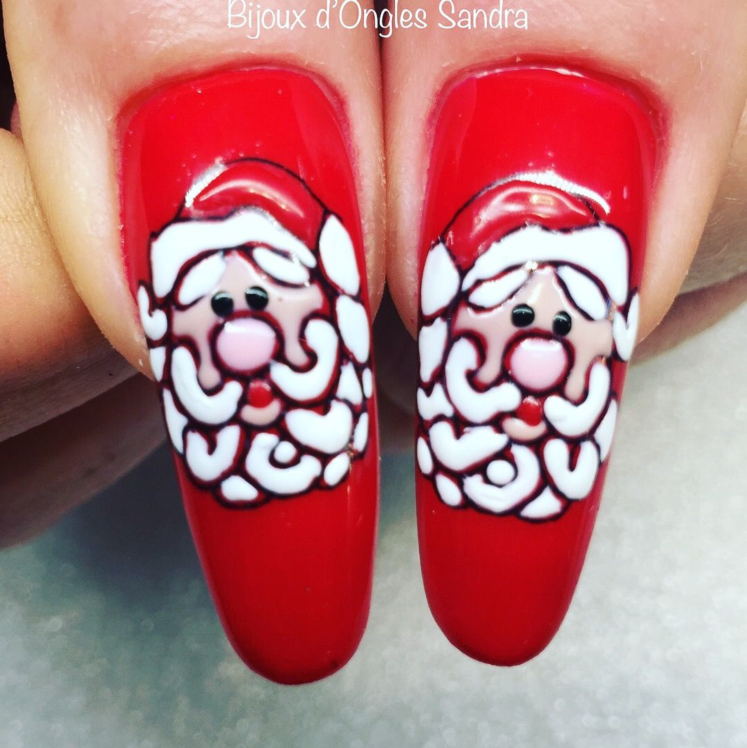 Ongles Rouge Père Noël 🎅🏻  Ongles Rouges, Ongles, Pere à Ongles Rouges Noel 