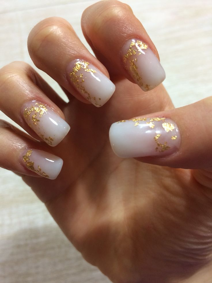 Pin By Lily Grace On Nails  Gold Nails, White Gel Nails, Gold Gel Nails dedans Blanc Laiteux Ongles