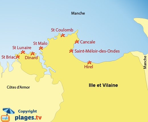 Plages Ille-Et-Vilaine (35) - Liste Des Stations Balnéaires Ille-Et serapportantà Carte Ille Et Vilaine tutoriel 