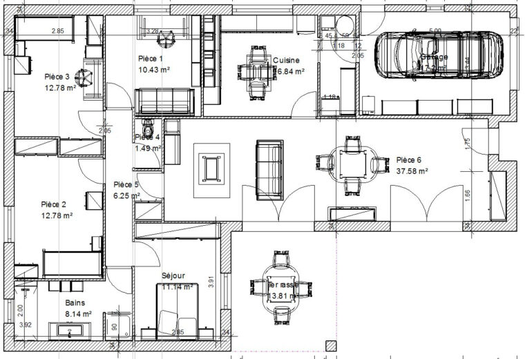 Plan De Maison 3 Chambres Salon encequiconcerne Plan Maison 3 Chambres