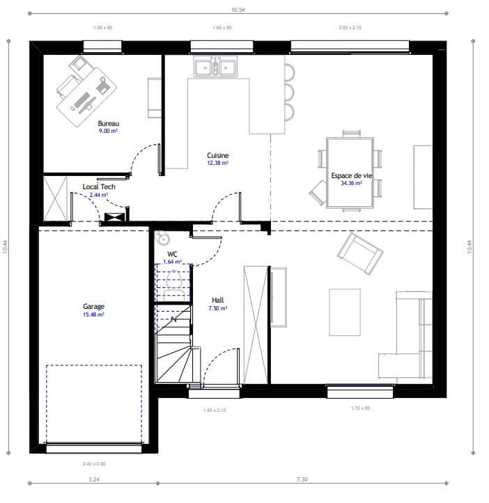 Plan De Maison 4 Chambres Modèle Lesmaisons 114 - Maisons avec Plan Maison 4 Chambres intéressant 