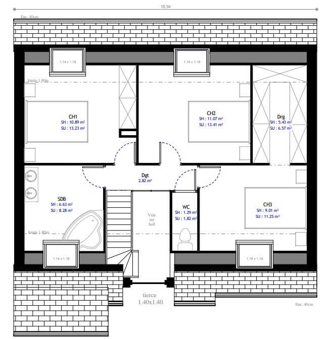 Plan De Maison 4 Chambres Modèle Lesmaisons 114 - Maisons encequiconcerne Plan Maison 4 Chambres 3D fascinant 