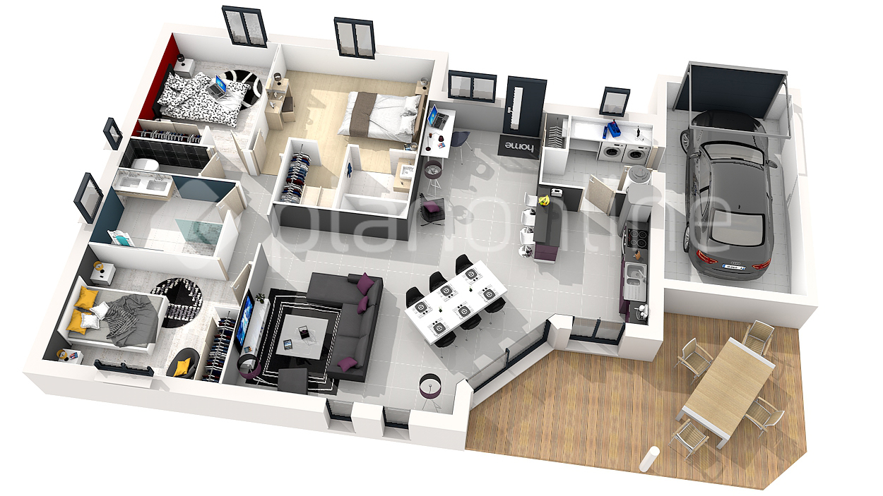 Plan De Maison A Etage 4 Chambres 3D - Idées De Travaux destiné Plan Maison 4 Chambres Avec Suite Parentale 