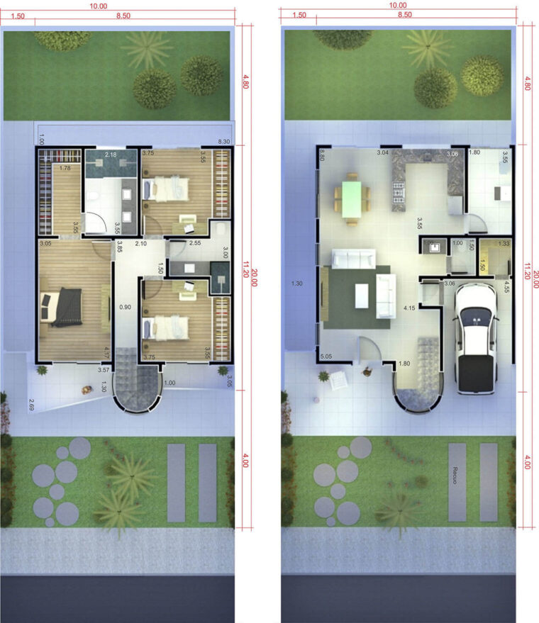 Plan Maison 10 X 20 M Avec 3 Chambres – Un Site Dédié À La Conception tout Plan Maison 3 Chambres intéressant