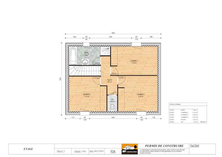 Plan Maison 4 Chambres Avec Étage – Mf-Construction concernant Plan Maison 4 Chambres intéressant