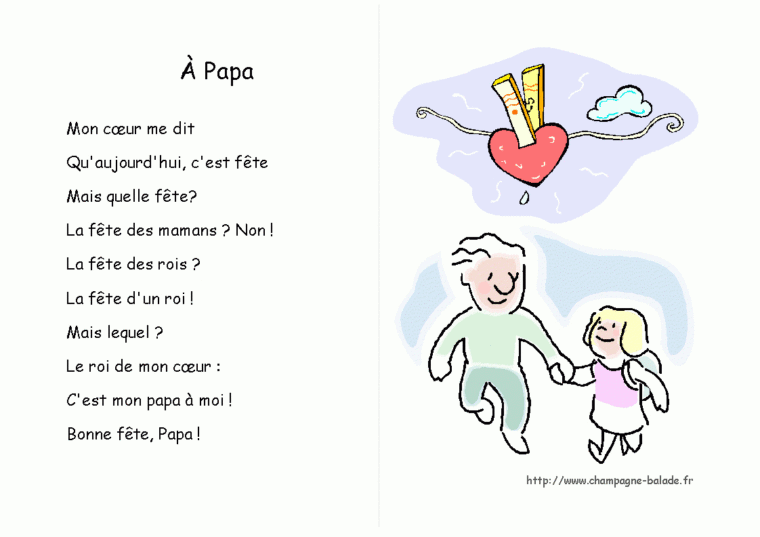 Poeme Fete Des Papas destiné Poemes Pour Papa