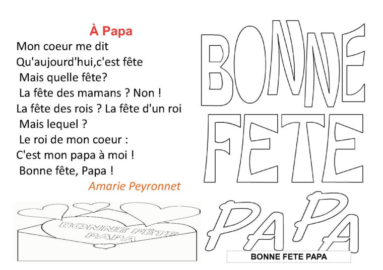 Poésies: La Fête Des Pères,Une Poésie Pour Les Papa,Ce2,Ce1 avec Poemes Pour Papa