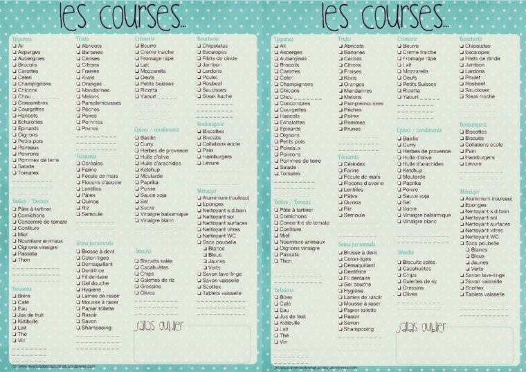 Populaire Liste De Courses Vierges À Imprimer De Couleur Bleu Turquoise concernant Liste De Xourse