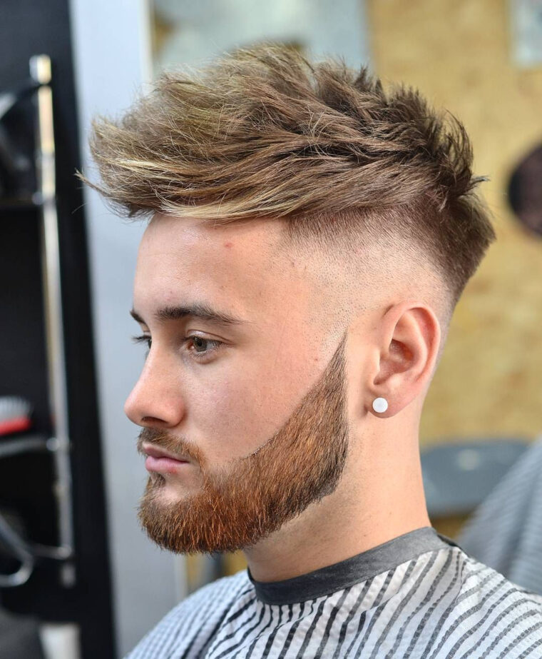 Quiff + Dégradé Haut + Barbe Déconnectée – Coupe De Cheveux Homme Types dedans Américain Barbe Dégradé