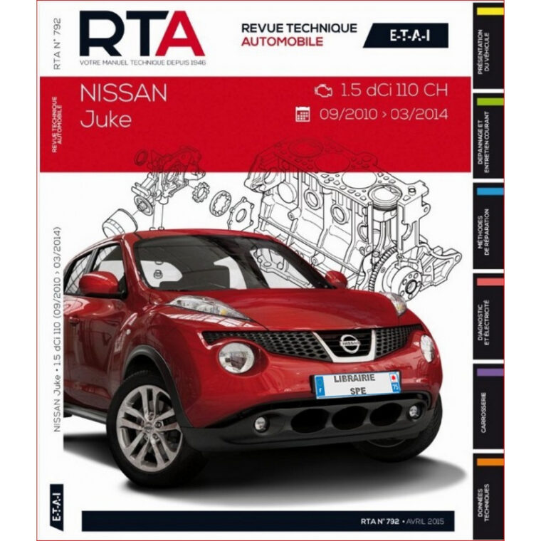 Revue Technique Nissan Juke De 2010 À 2014 – Rta B792 – 9782726879252 intérieur Télécharger Revue Technique Automobile Gratuite Pdf