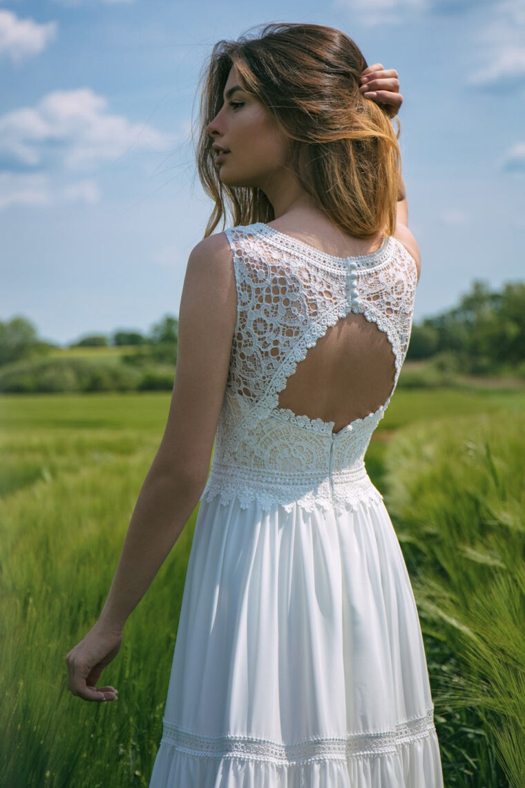 Robe Mariée Bohème Mousseline Et Dentelle Boho Lyssa tout Robe Mariee Boheme