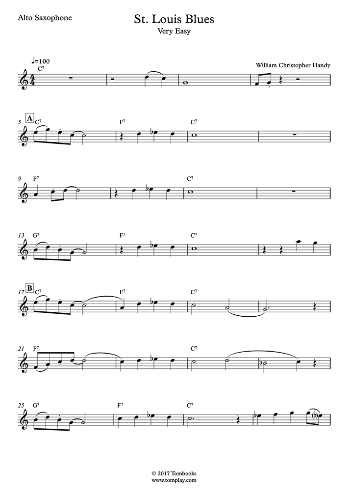St Louis Blues (Niveau Très Facile, Sax Alto) (Handy) - Partition Saxophone serapportantà Partition Saxophone Alto 