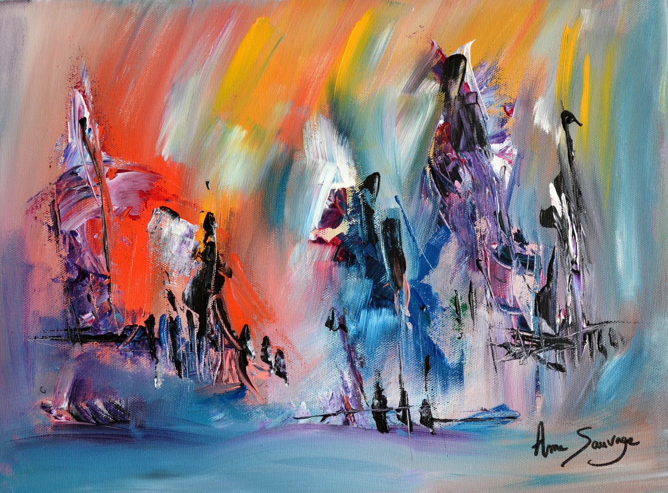 Tableau Abstrait Multicolore Lumière De Vie  Tableau Abstrait, Comment encequiconcerne Peinture Moderne Abstraite 