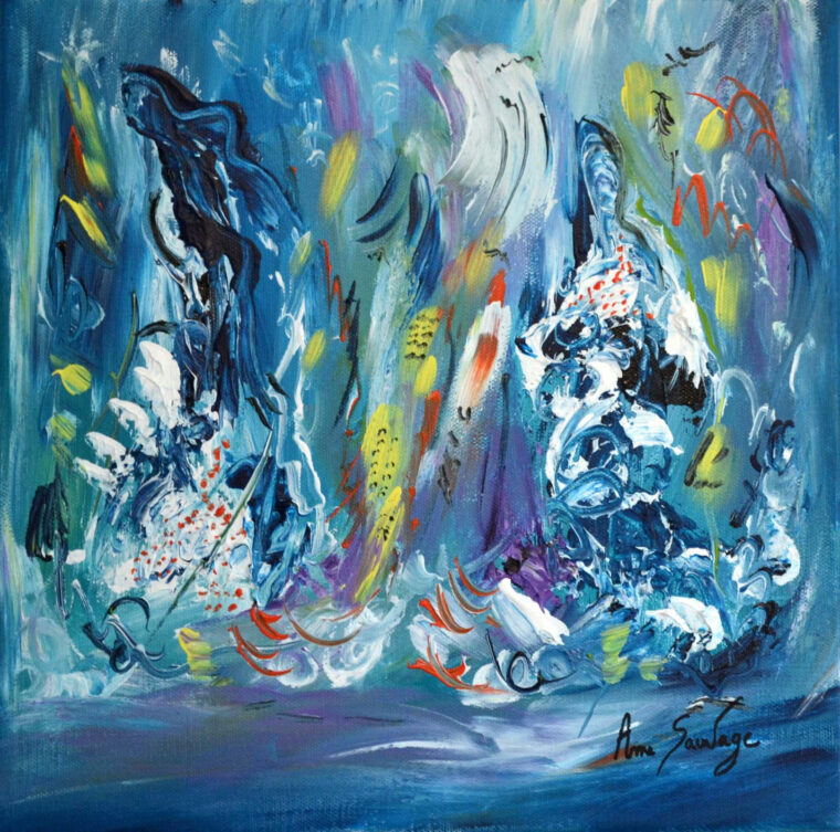 Tableau Bleu Moderne – Peintre Contemporain Abstrait avec Peinture Moderne Abstraite fascinant