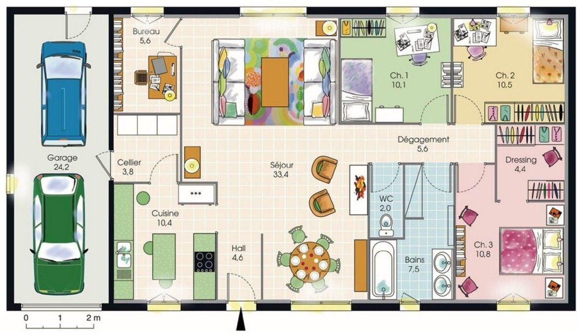 Top43+ Plan Maison 4 Chambres Suite Parentale Aperçu - Iochroma dedans Plan Maison Plain Pied 4 Chambres 