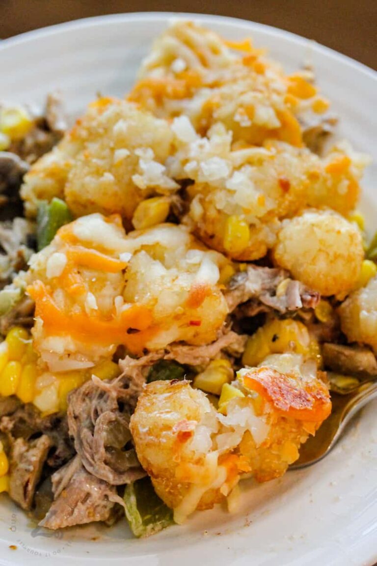 Leftover Pulled Pork Tater Tot Casserole Recipe - Our Zesty Life