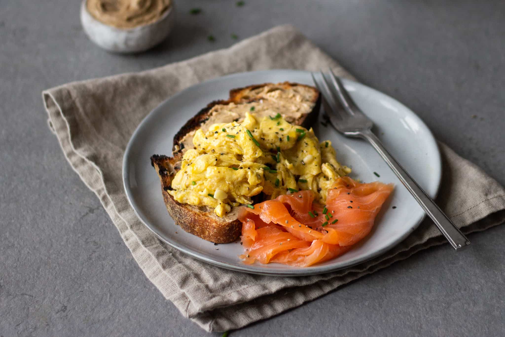 Scrambled Eggs & Smoked Salmon with Anchovy Butter | Brunch Recipe