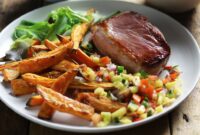gammon steak with sweet potato fries gammon steak with sweet potato fries