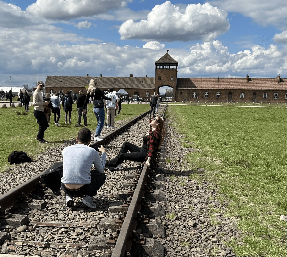 Tourists spark outrage after posing for photos on Auschwitz train