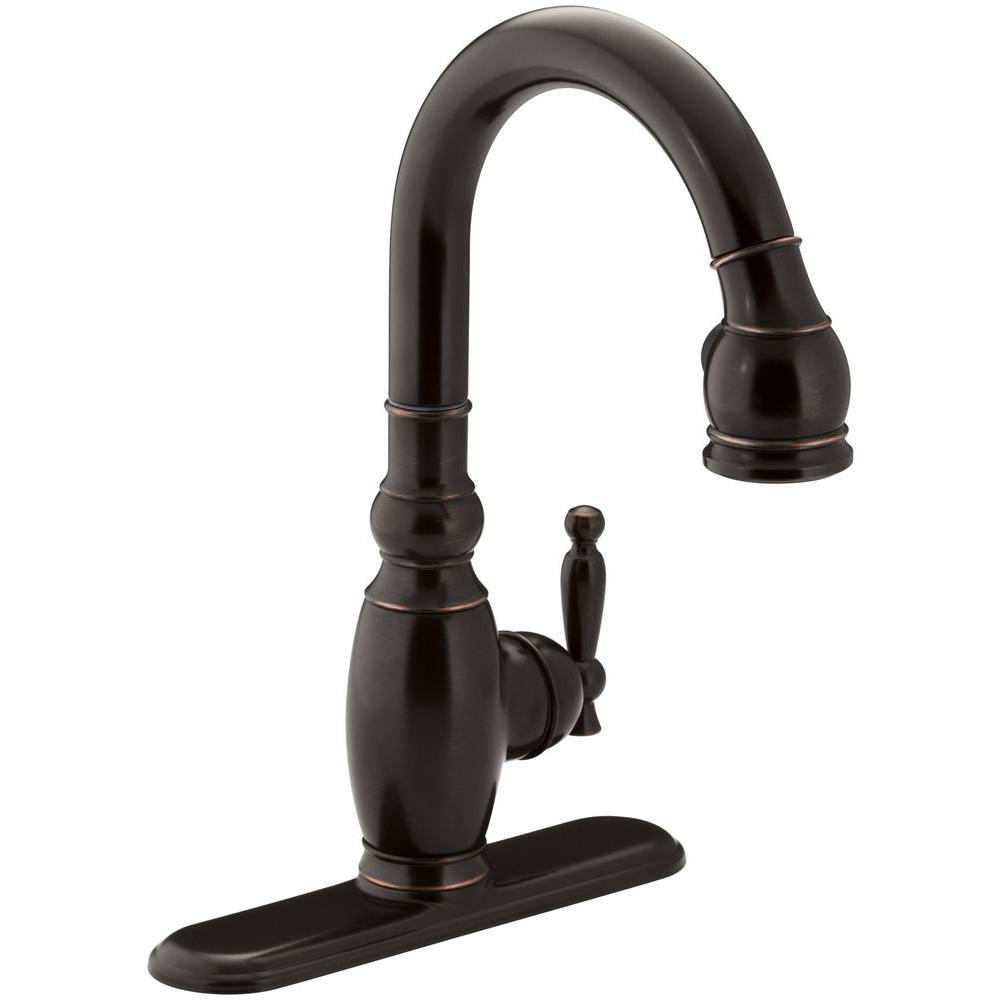 KOHLER Vinnata Single-Handle Pull-Down Sprayer Kitchen Faucet in Oil