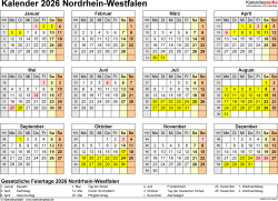  Kalender 2026 NRW: Ferien, Feiertage, PDF-Vorlagen 