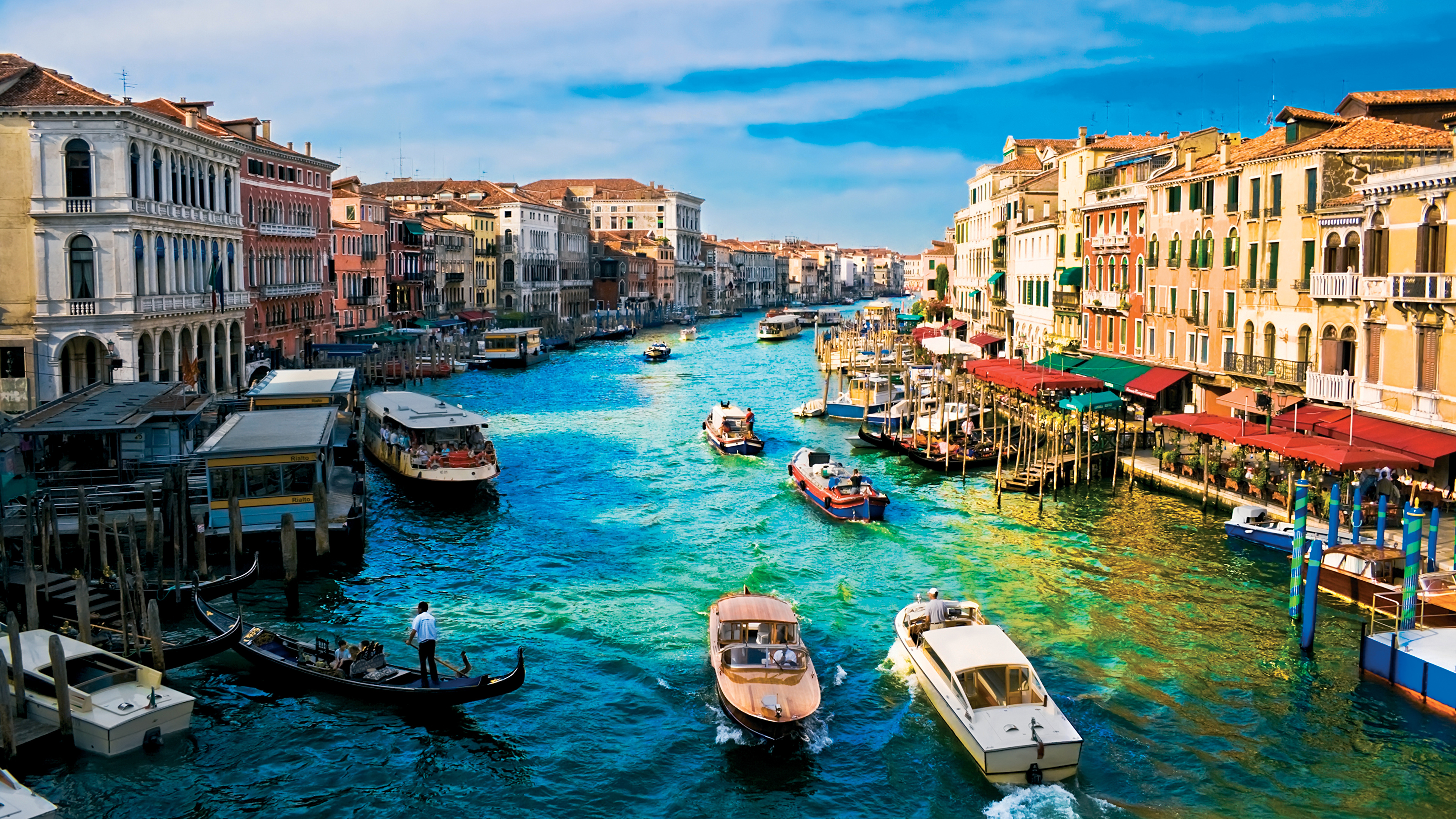 Foto zu Fondos de Pantalla 3840x2160 Italia Lancha motora Barcos Casa Venecia 