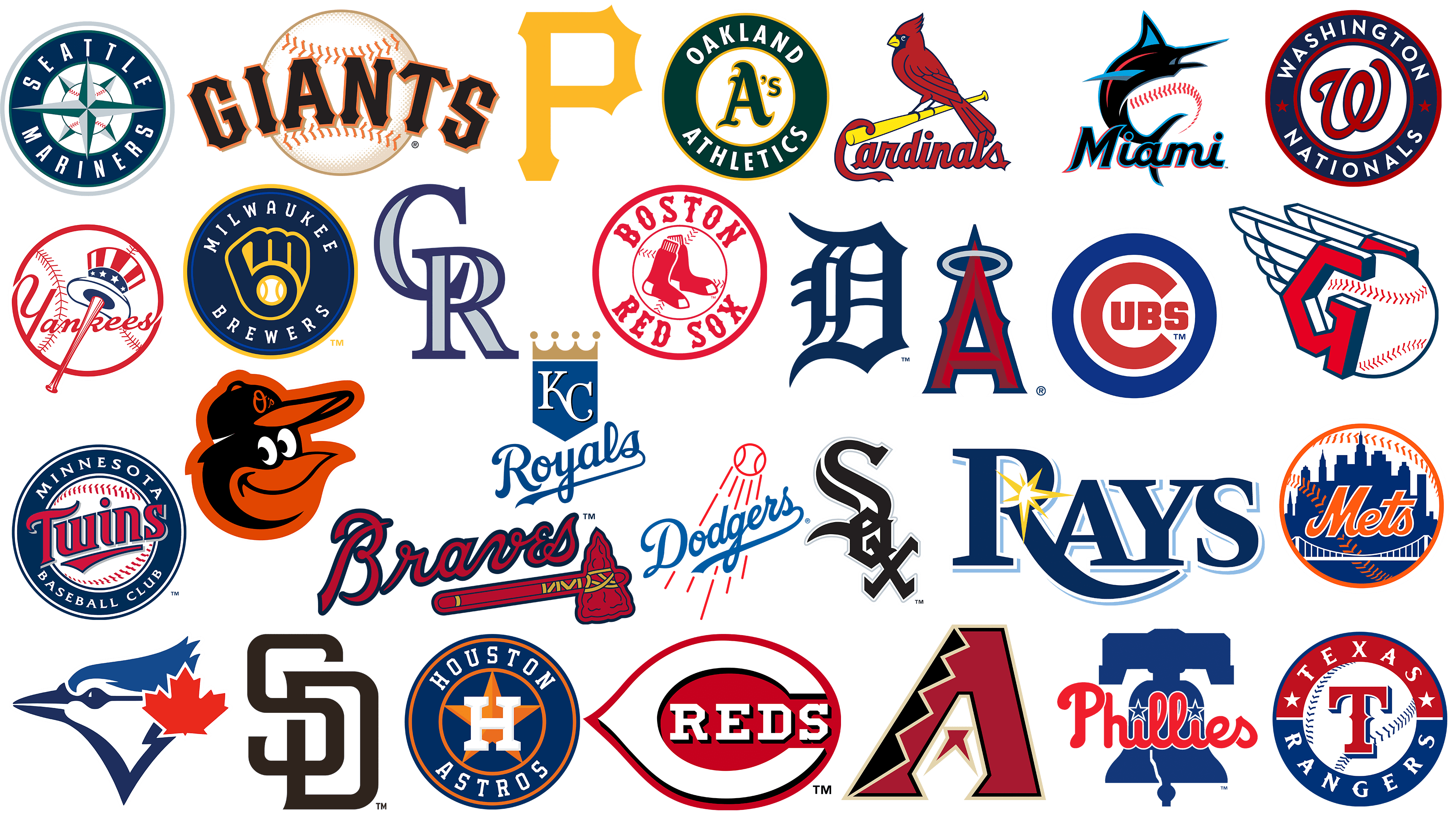  Baseball Team Logos And Names Complete 30 MLB Baseball Teams Logo 