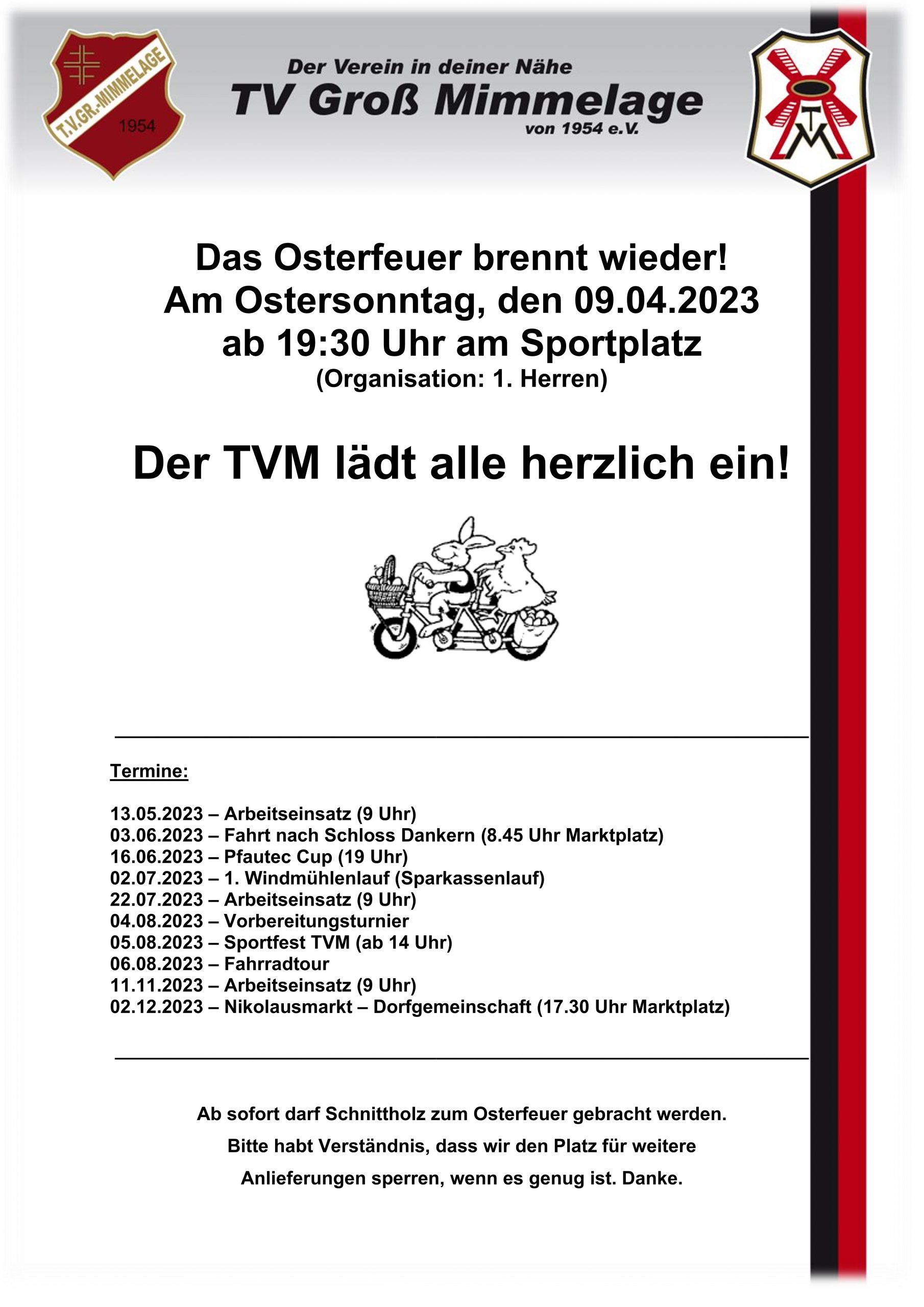  Osterfeuer 2023 « TV Groß Mimmelage von 1954 e.V. Bildidee 
