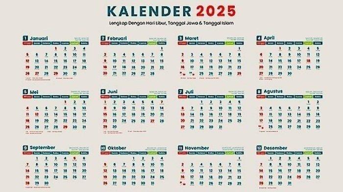  Daftar Tanggal Merah di Kalender 2025, Libur Nasional Cuti Bersama Juli 