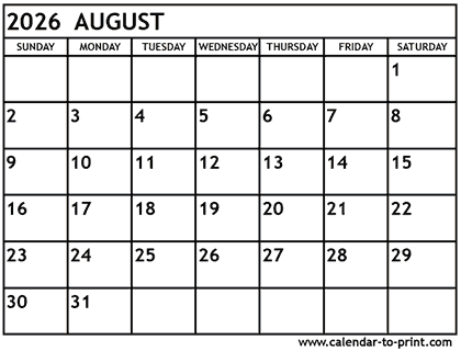  August 2026 Calendar Printable Bildidee 