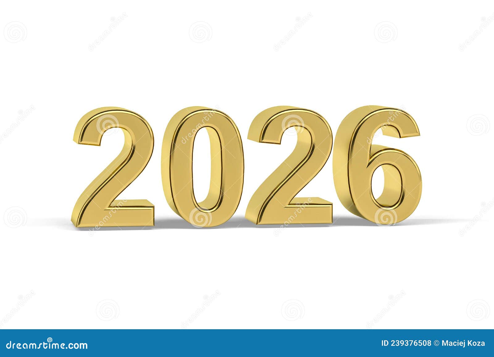  Golden 3d Number 2026 - Year 2026 Isolated On White Background Royalty Motiv 