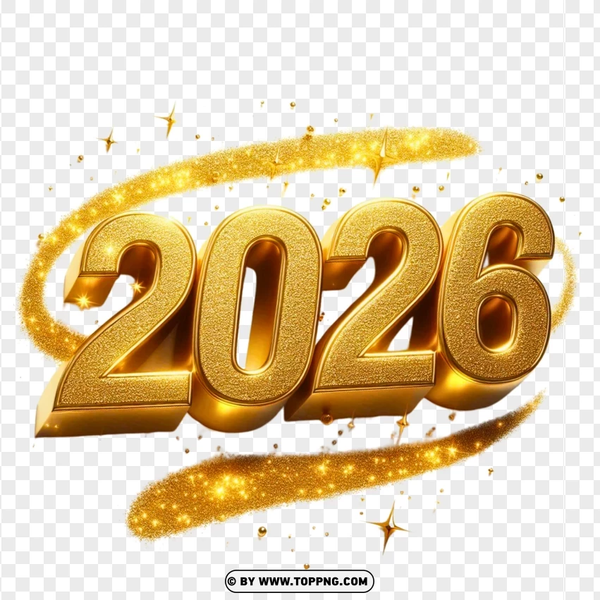  Golden 2026 Text With Sparkles 