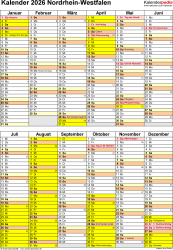  Kalender 2026 NRW: Ferien, Feiertage, PDF-Vorlagen 