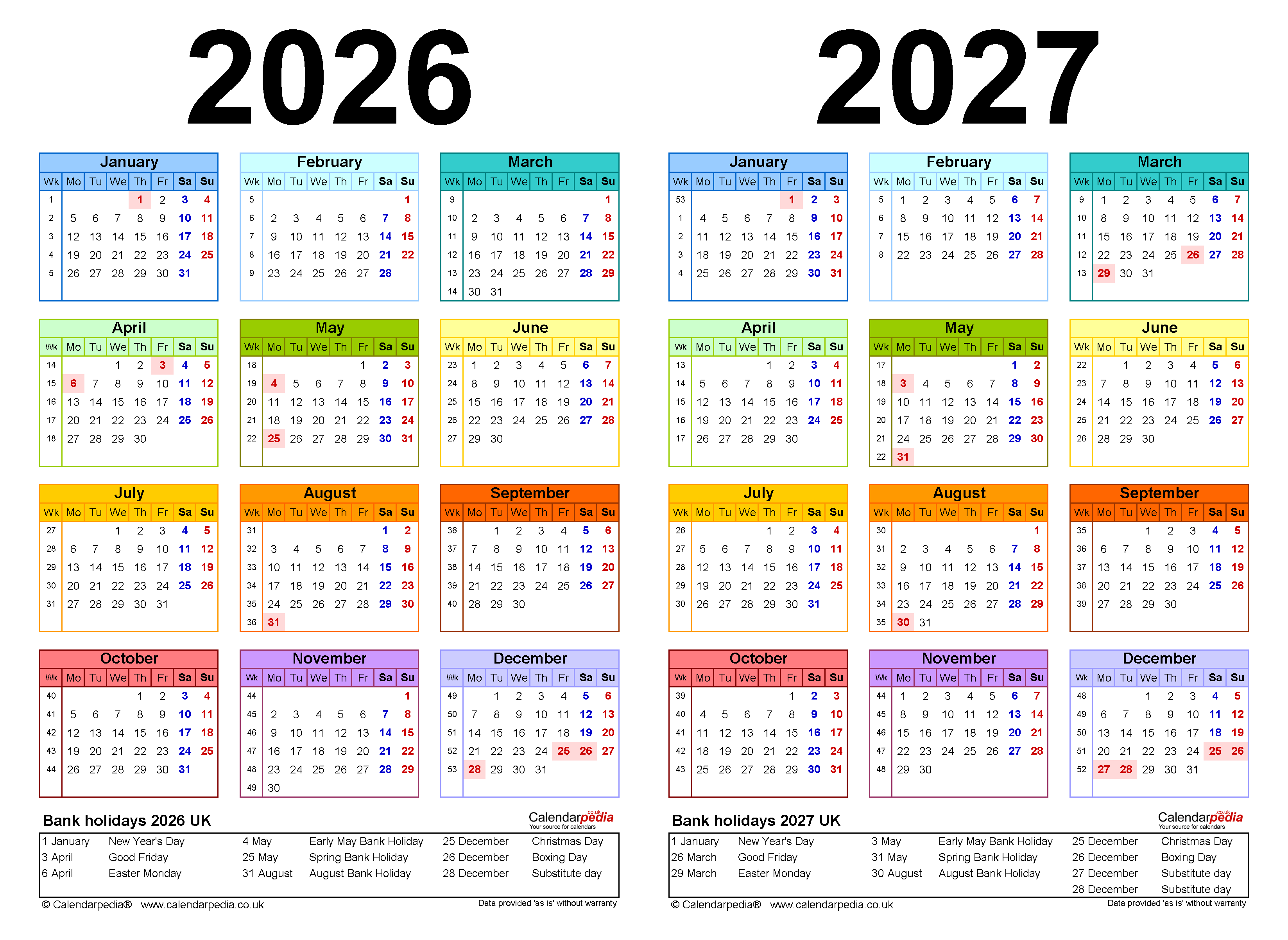  Printable Calendars For 2026 