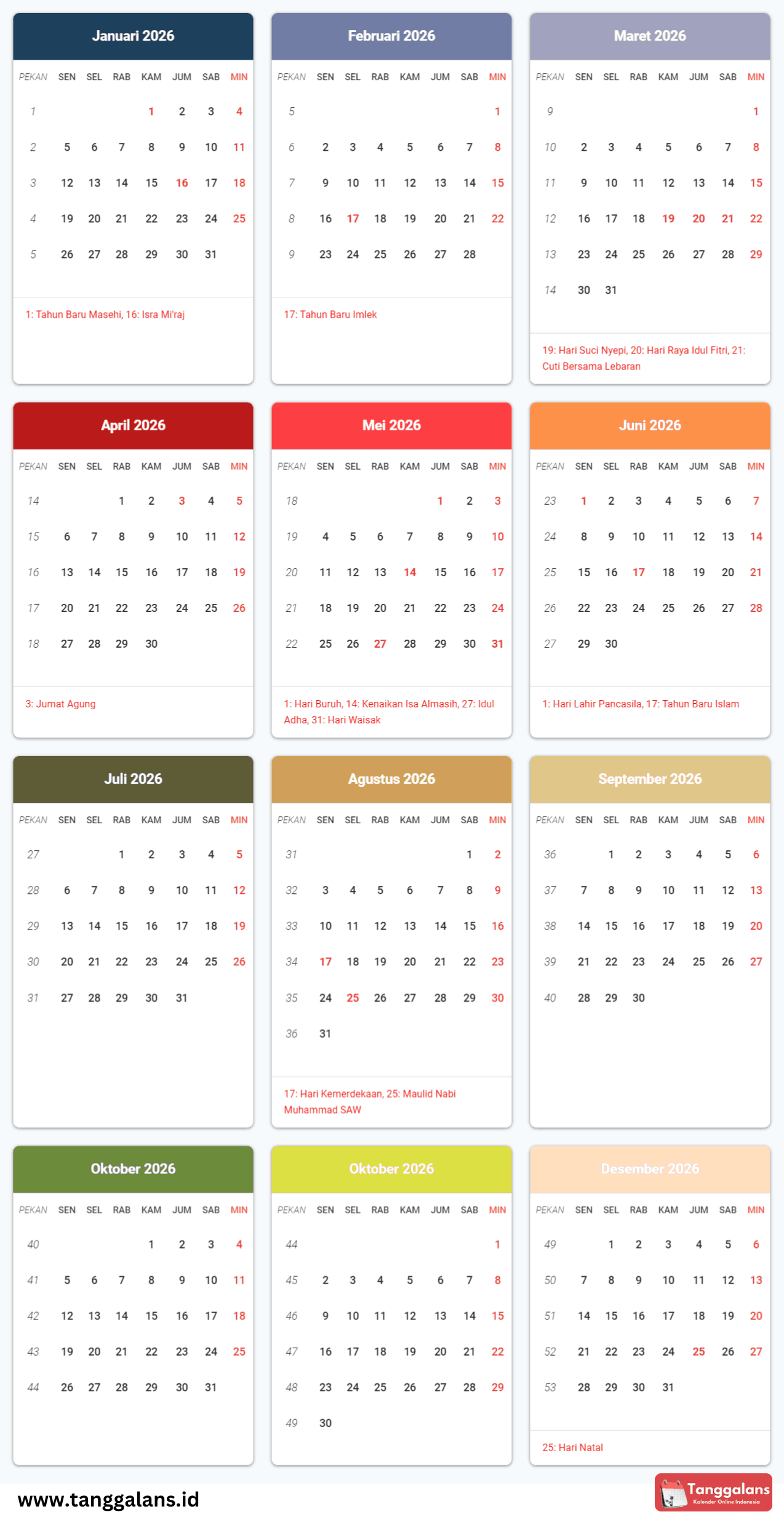  Foto zu Kalender 2026 - Kalender Lengkap dengan Tanggal Merah 