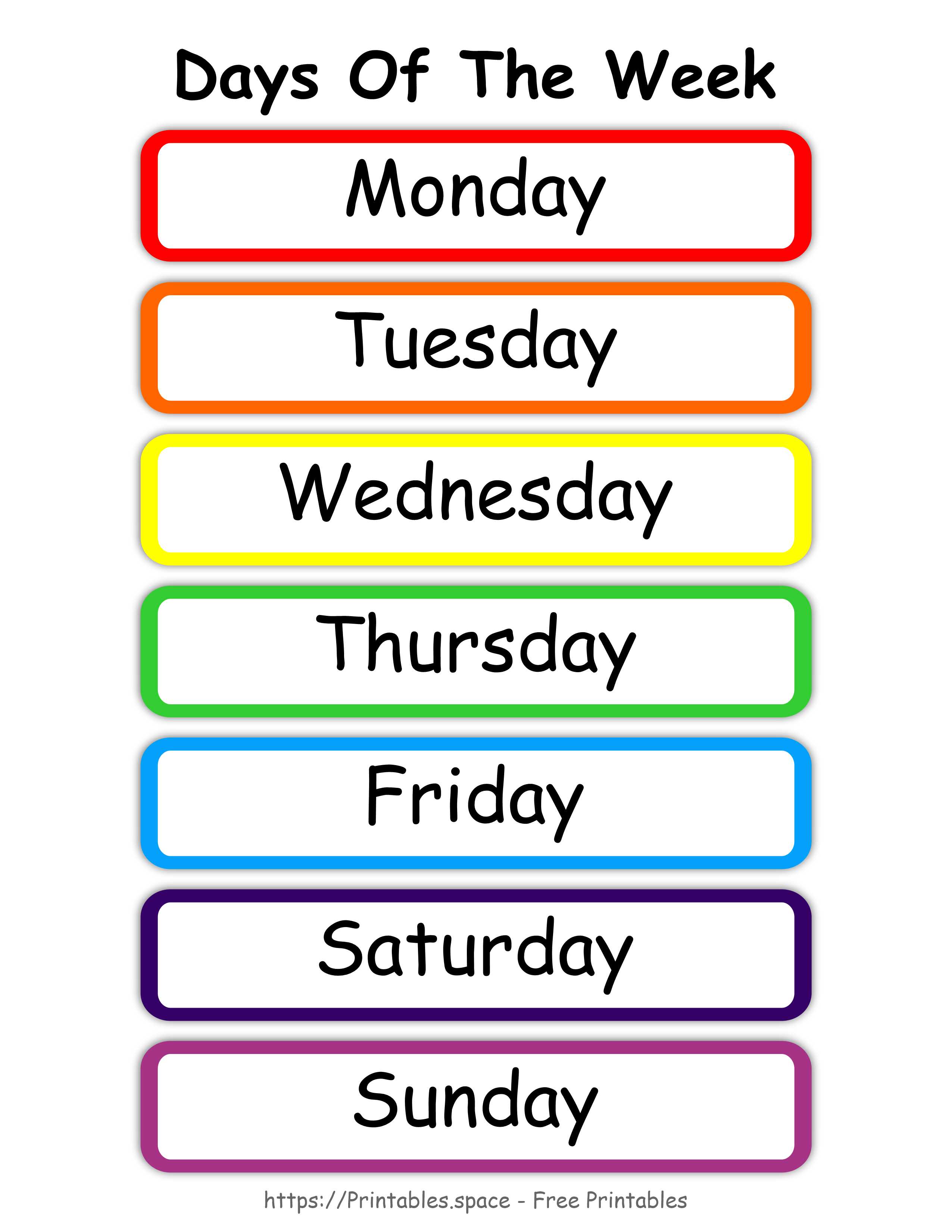  Printable Days Of Week Motiv 