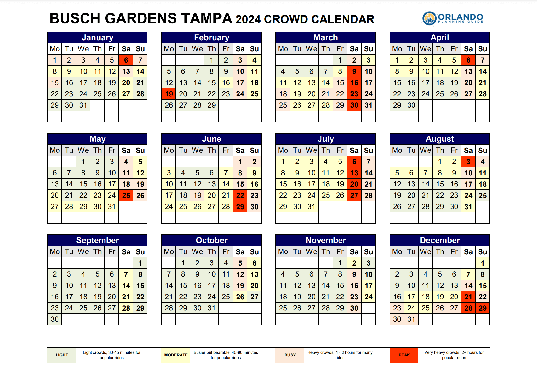  Busch Gardens Tampa Crowd Calendar - orlandoplanningguide Motiv 