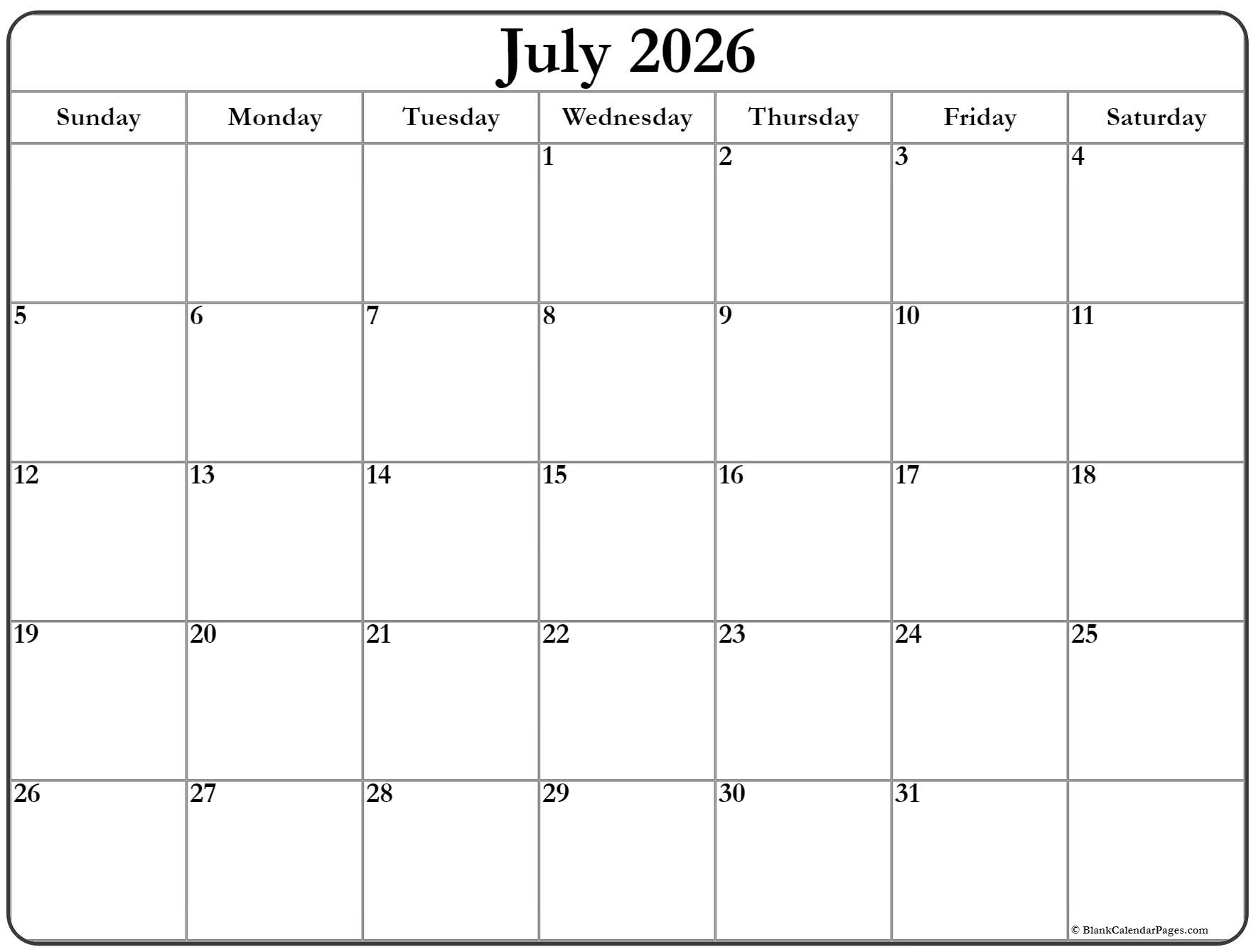  Foto zu July 2026 calendar 