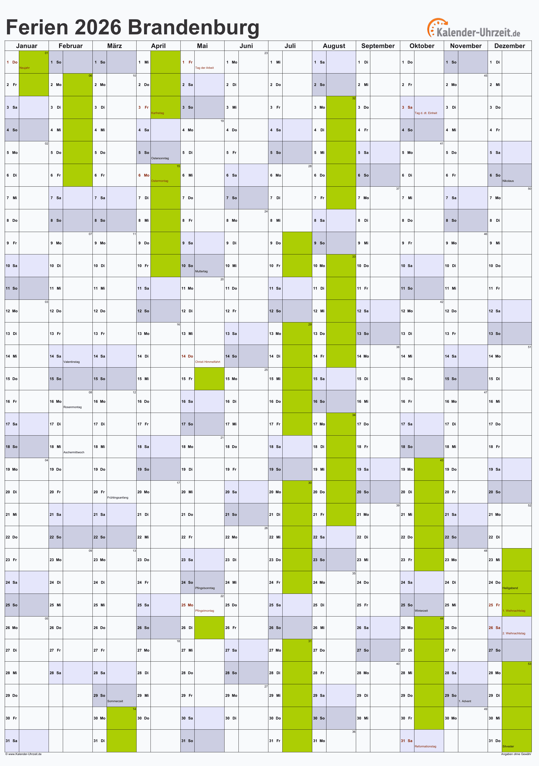  Ferien Brandenburg 2026 - Ferienkalender zum Ausdrucken Bildidee 